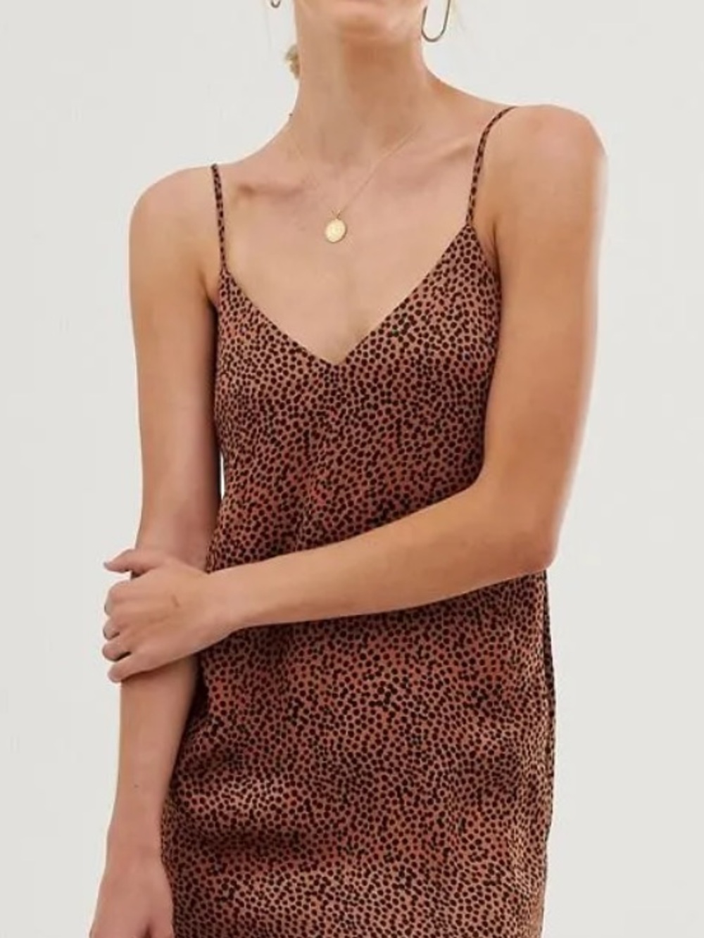 Reitmans Brown Spotted Midi Slip Dress